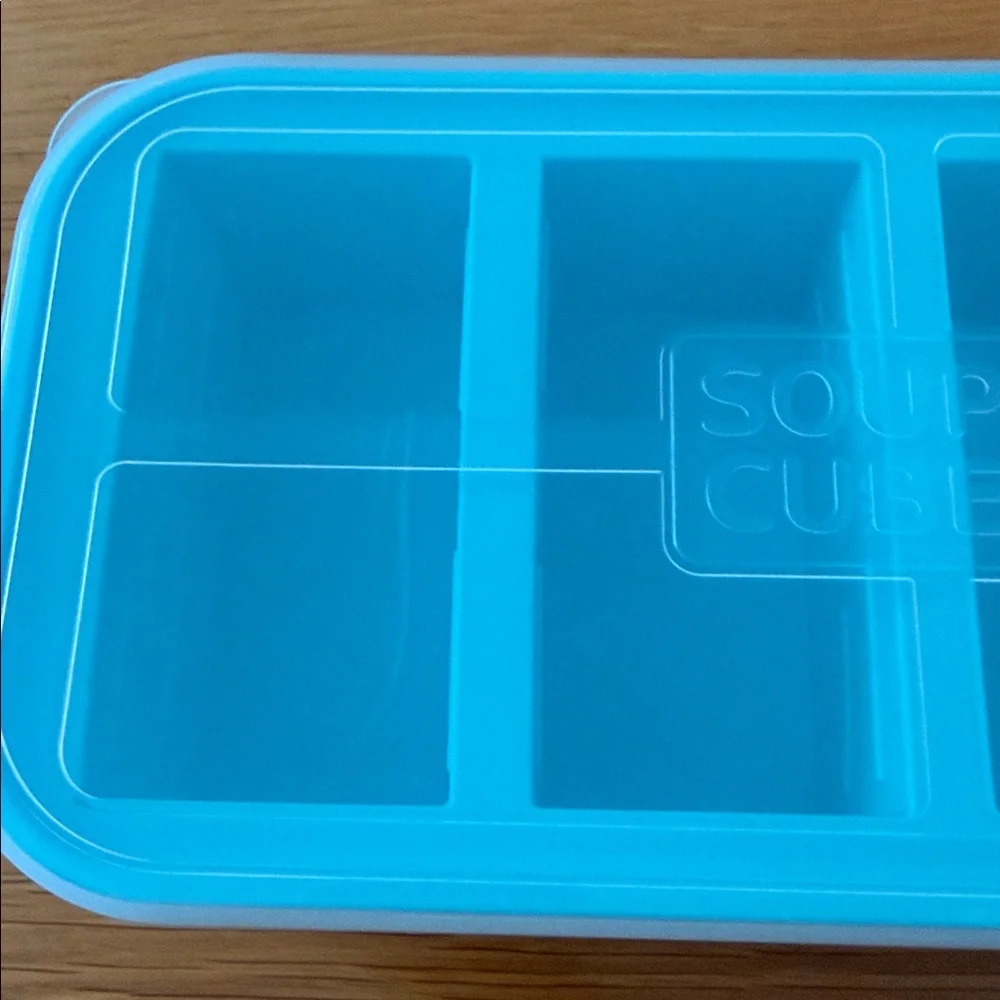 Blue Food Storage Tray with Lid - Flexible Silicone Portions - Picture 5 of 7